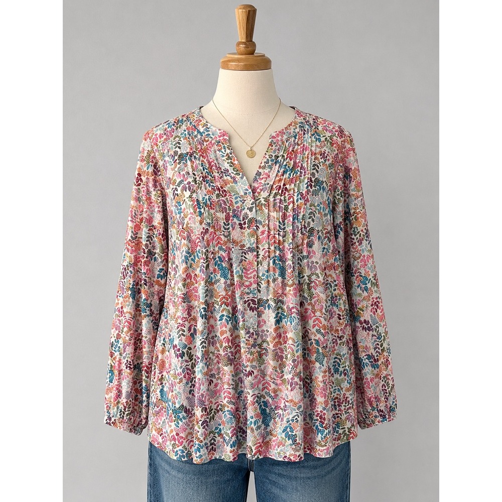 Talbot Boho Cottagecore Colorful Floral Romantic Prairie Botanical Cotton Blouse